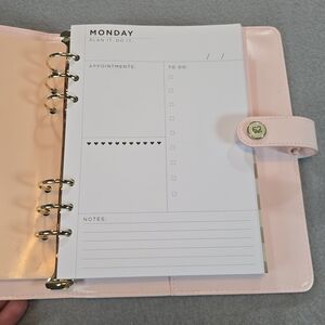 The Paper Studio Blush Pink A5 Planner Binder Organizer Gold Rings With Inserts